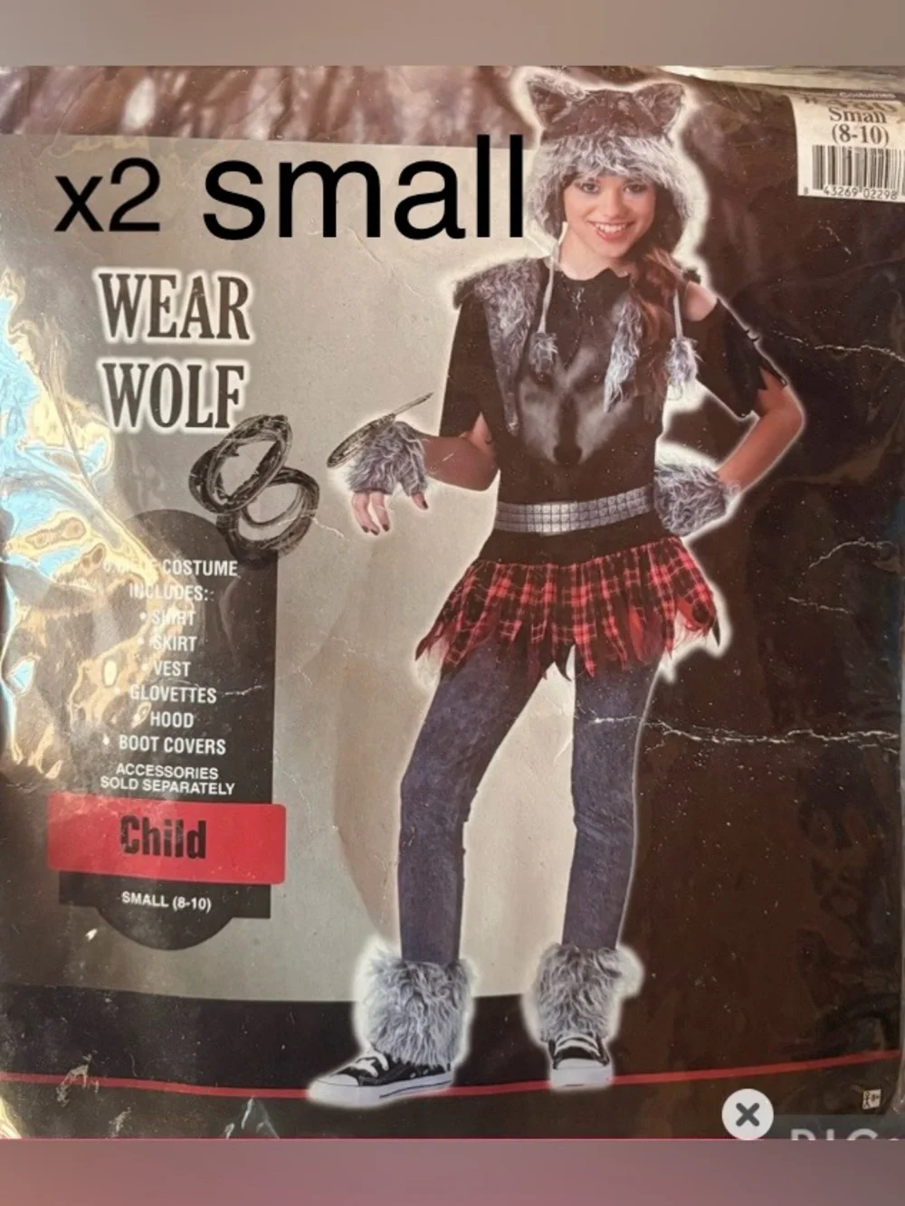 small size Wear Wolf Kids Costume - Gray Red Outfit
